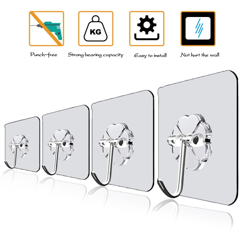 Ciyon ตะขอแขวนของ ตะขอติดผนัง ตะขอแขวนของติดผนัง ไม่ต้องเจาะ Adhesive Hook For Hanging Stuffs