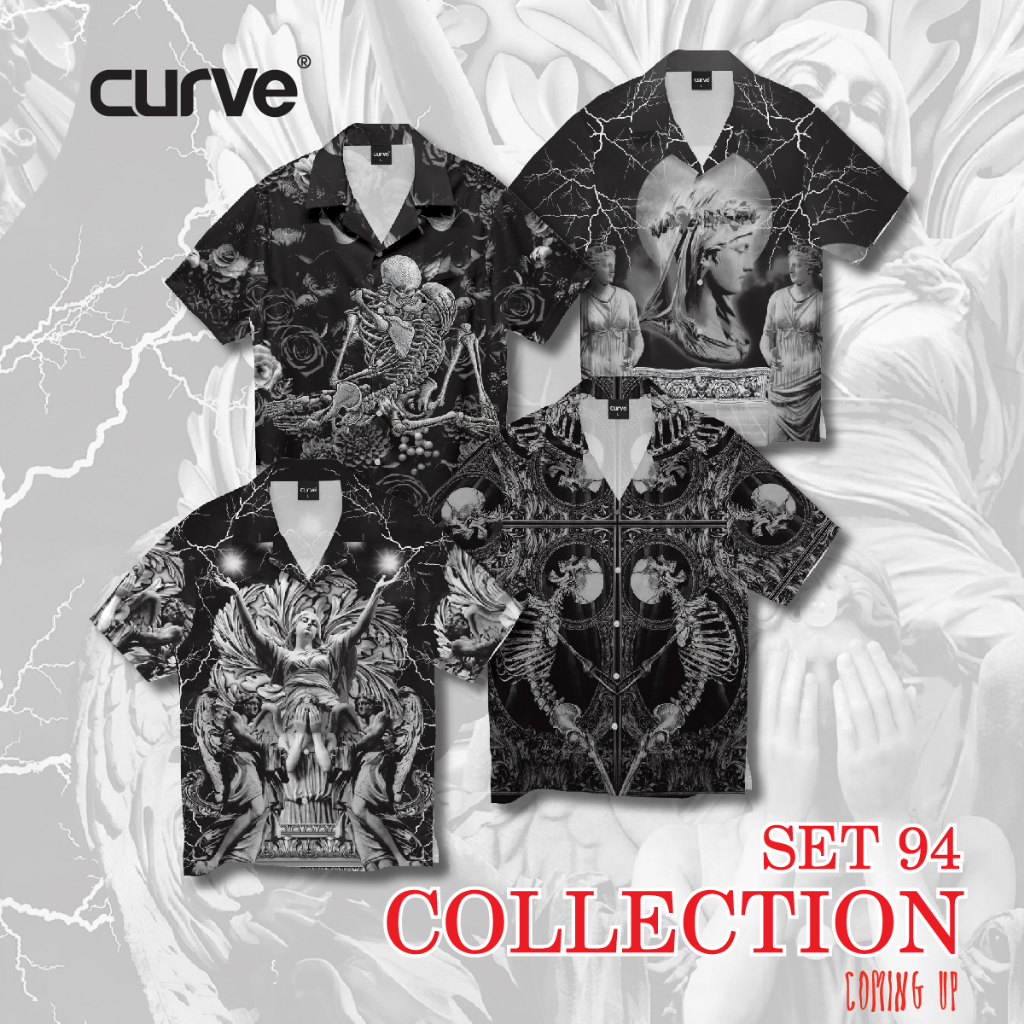 เสื้อฮาวาย CURVE ลายกระโหลก SET94