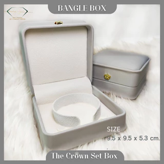 กล่องใส่เครื่องประดับสีเทา Crown Collection งานสุดหรู หุ้มหนัง PU วาววับ กล่องเครื่องประดับมงกุฎ