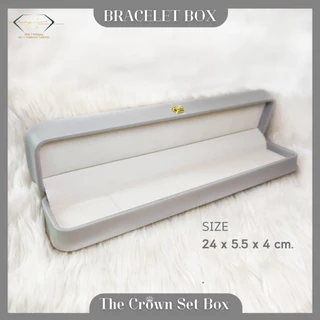 กล่องใส่เครื่องประดับสีเทา Crown Collection งานสุดหรู หุ้มหนัง PU วาววับ กล่องเครื่องประดับมงกุฎ