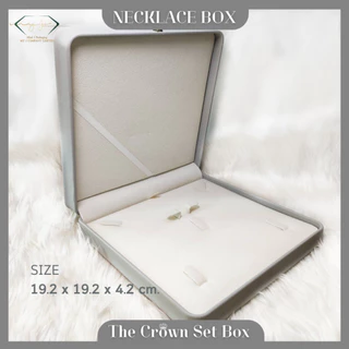กล่องใส่เครื่องประดับสีเทา Crown Collection งานสุดหรู หุ้มหนัง PU วาววับ กล่องเครื่องประดับมงกุฎ