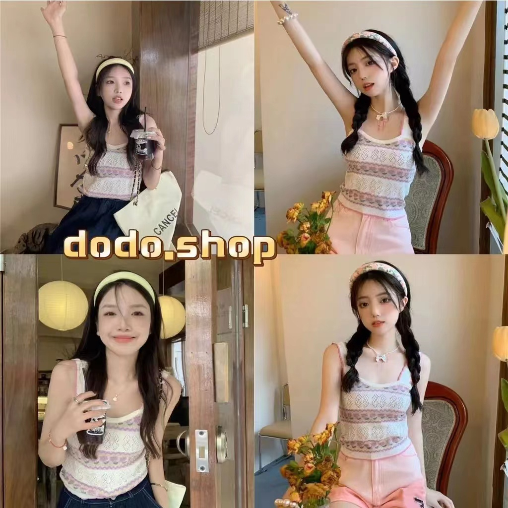 [DODO]พร้อมส่ง*เสื้อกล้ามไหมพรมลายดอกไม้สุดน่ารัก ใส่แล้วกลายเป็นสาวหวานทันที คุณหนูสุดๆ💞（11117 ）