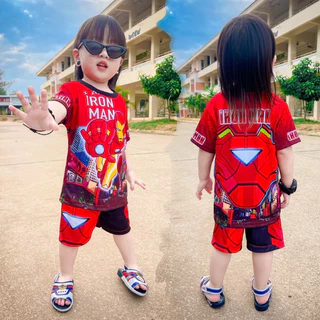 ชุดเซ็ทเด็ก เสื้อแขนสั้น+กางเกงขาสั้น ชุดเด็ก ลายซุปเปอร์ฮีโร่ ผ้าไมโครไฟเบอร์
