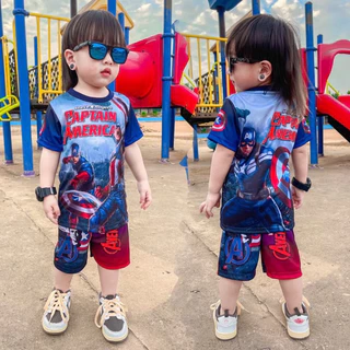 ชุดเซ็ทเด็ก เสื้อแขนสั้น+กางเกงขาสั้น ชุดเด็ก ลายซุปเปอร์ฮีโร่ ผ้าไมโครไฟเบอร์