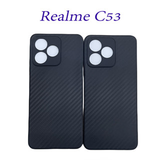 เคสลายเคฟล่าซิลิโคน TPU Case Realme C53 ลายคาร์บอน เคฟล่า ดำด้าน เคสบาง เบา ไม่เป็นรอยนิ้วมือ