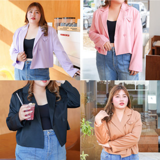 Blazer crop ปังไม่ไหว อก46"  ทรงปล่อยแต่งกระดุม ใช้งานได้จริง #FMBL-D31031