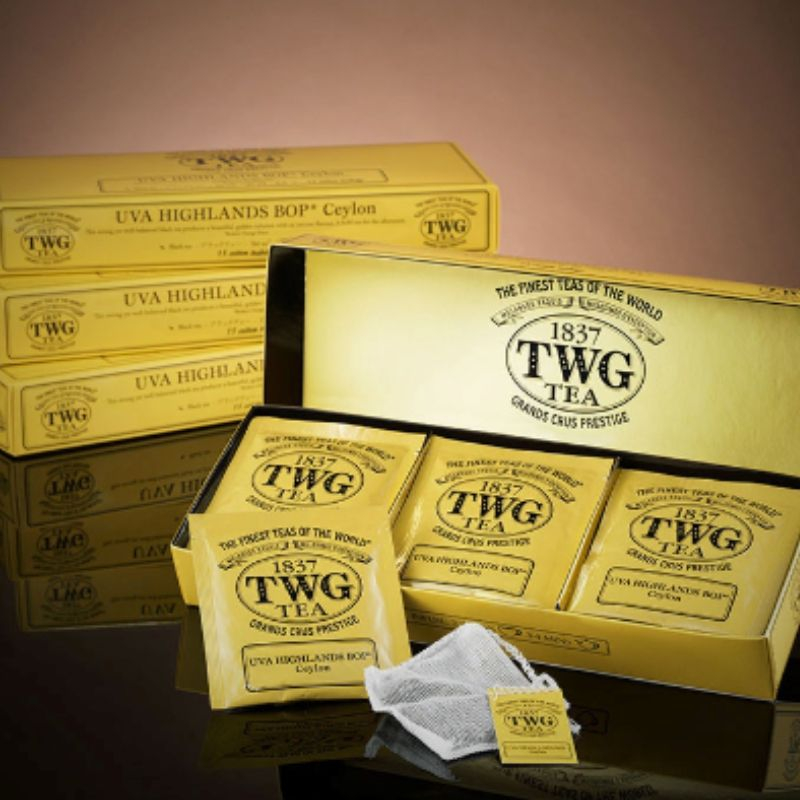 TWG Tea | Uva Highlands BOP, Black Tea Blend in 15 Hand Sewn Cotton Tea Bags, 37.5g