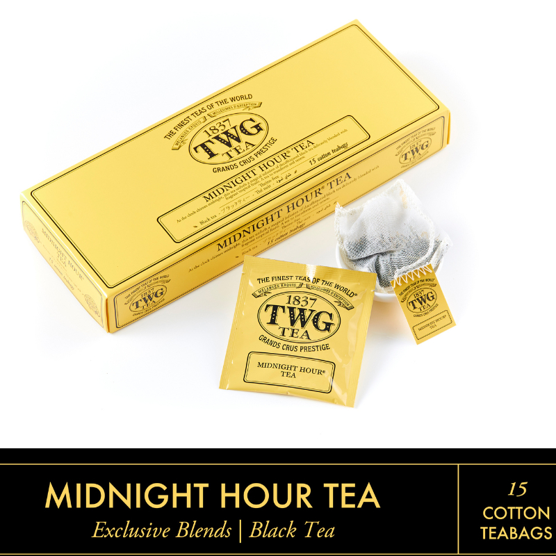 TWG Tea | Midnight Hour Tea | Black Tea Blend | Cotton Teabag Box 15 Teabags / ชา ทีดับเบิ้ลยูจี ชาดำ มิดไนท์ อาวร์ ที ช