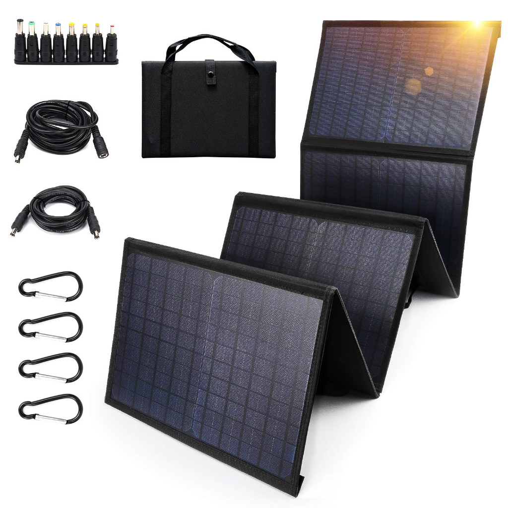 【พร้อมส่ง】Portable Solar Panel 80W แผงโซล่าเซลลแผง กลางแจ้ง Camping Powerbank วัสดุกันน้ำ Cell Kit แผงโซล่าเซลล์พกพา