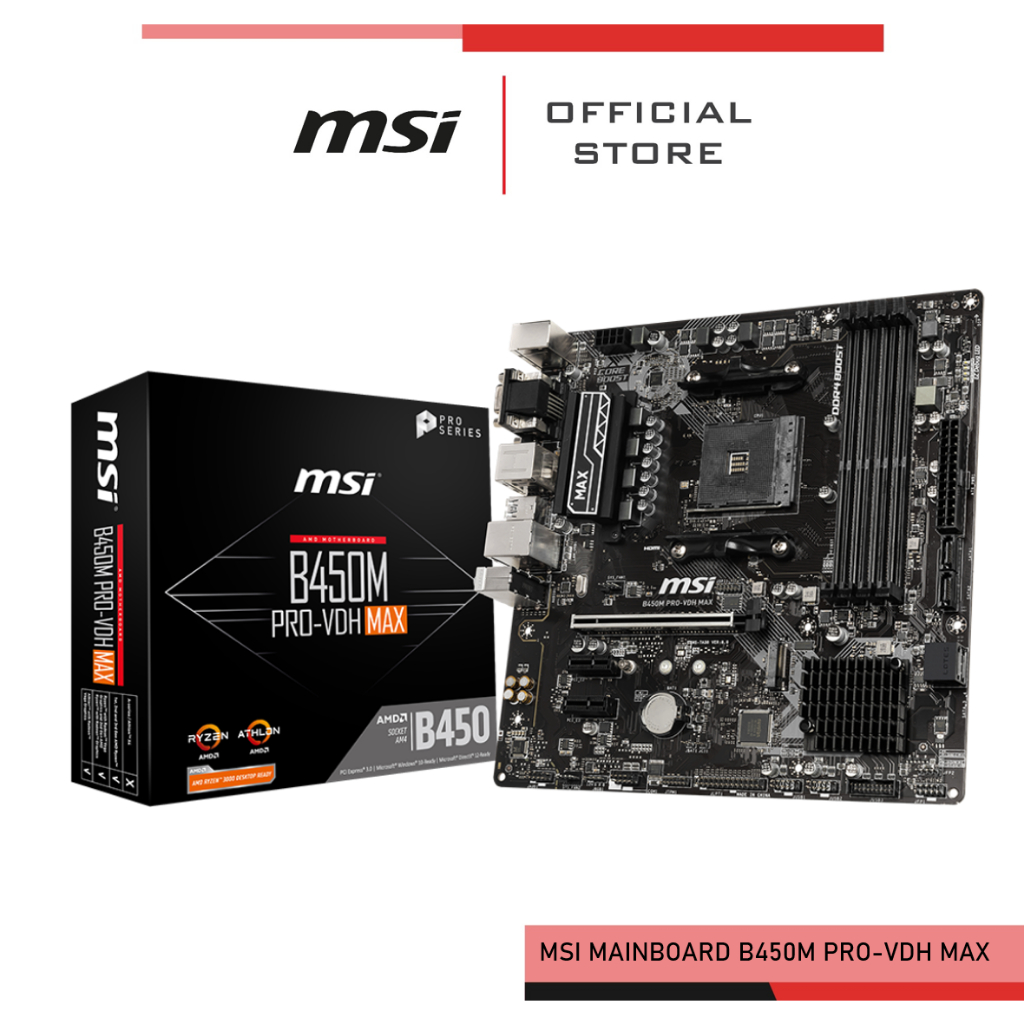 [Pre-Order] MSI MAINBOARD B450M PRO-VDH MAX (เมนบอร์ด) MSIMBB450M PRO-VDH MAX