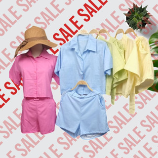 MM14789 Set 3 ชิ้น เสื้เอเชิ้ตแขนสั้น+กางเกงขาสั้น+เข็มขัด Set of 3 pieces: short sleeve shirt + shorts + belt