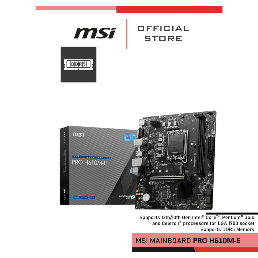 [Pre-Order] MSI PRO H610M-E DDR5 MAINBOARD (เมนบอร์ด) MSIMBPRO H610M-E