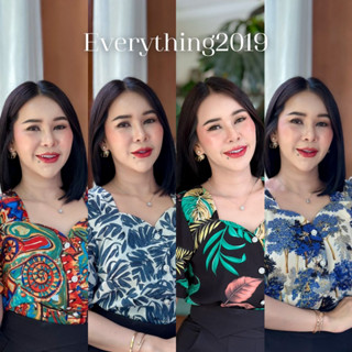 Everything2019 ⚡(6147) เสื้อคอหัวใจแขนตุ๊กตาแต่งกระดุมมุก ใส่ไปเที่ยวหรือทำงานก็เริ่ด