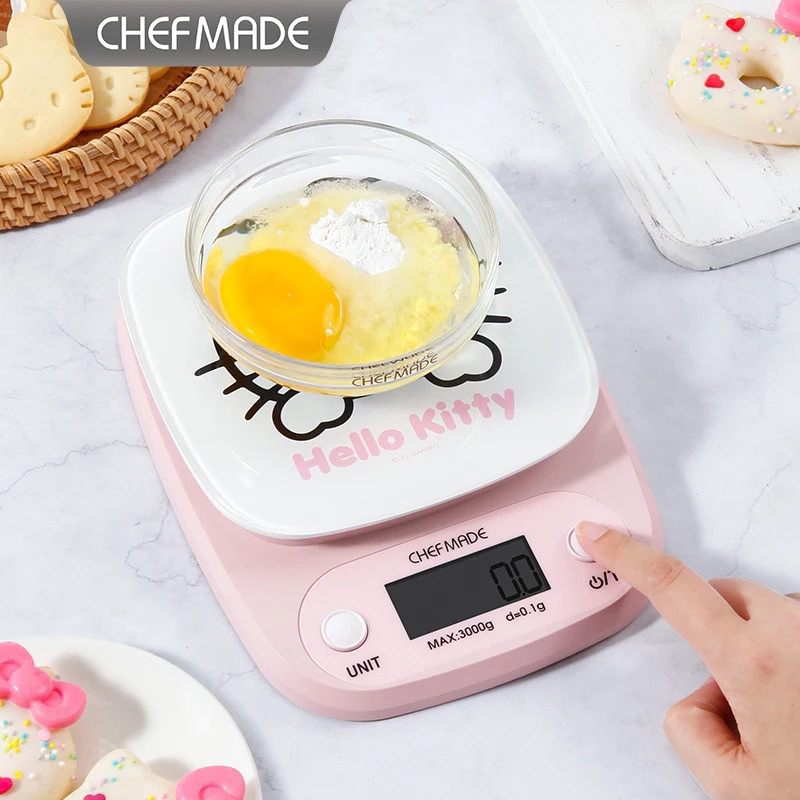 CHEFMADE Hello Kitty เครื่องชั่งน้ําหนักอิเล็กทรอนิกส์สไตล์ญี่ปุ่น ความละเอียด 0.1 กรัม / สูงสุด 3 kg KT7128