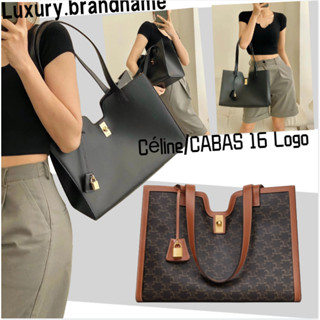 เซลีน Céline/CABAS 16 Logo/กระเป๋าหนังลูกวัวพิมพ์ลาย/กระเป๋าสะพายข้างผู้หญิง/กระเป๋าสะพายไหล่