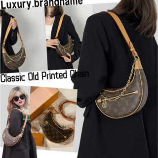 LOUIS VUITTON LOOP Classic Old Printed Chain Shoulder Strap Coated Canvas Coated Leather Trim/เลเวล เซลล์พระจันทร์เสี้ยว