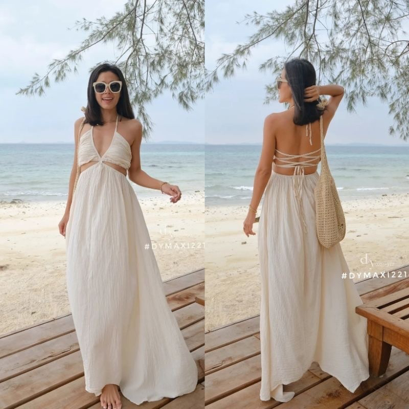 ชุดไปทะเลจากร้าน dy.clothezz ผ้าฝ้ายพรีเมี่ยม เว้าเอว สานหลัง ของใหม่ค่ะ ไม่เคยใส่