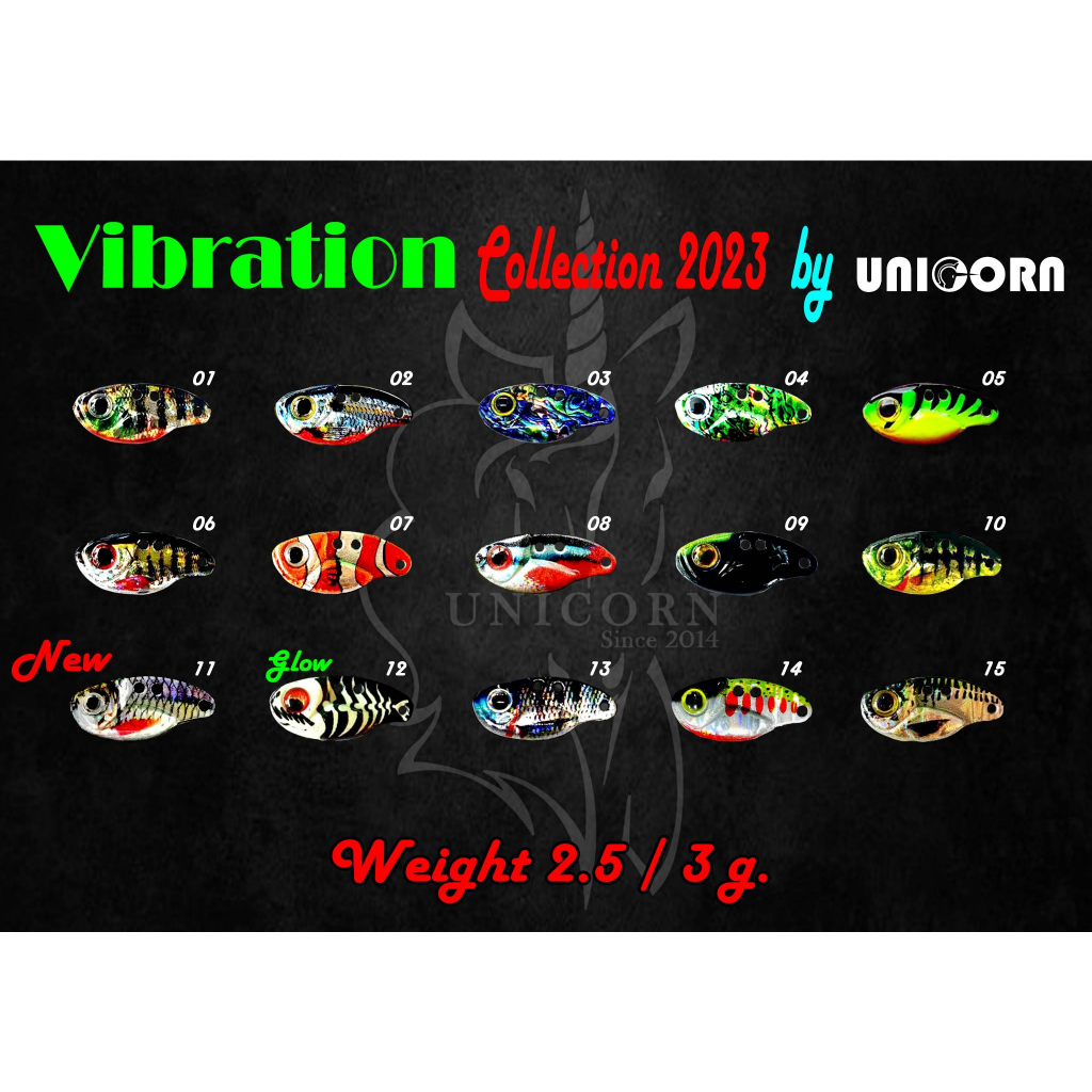 เหยื่อตกปลา Unicorn Vibration 2.5g/2cm กระดี่เหล็กจิ๋ว Micro VIB Strong Hook #14 สำหรับปลากระสูบ กะพ