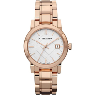 Burberry Womens BU9104 BU9105 BU9100 BU9101 34mm Heritage Rose Gold-Plated Stainless Steel Watch