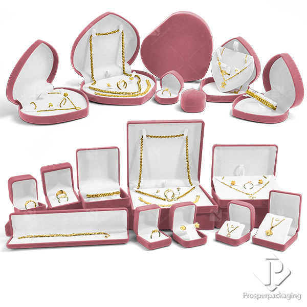 จัดเต็มกล่องใส่ชุดเครื่องประดับกำมะหยี่ กล่องกำมะหยี่สีโอรสภายในสีขาว ทรงสี่เหลี่ยม&หัวใจ กล่องชุด กล่องเซ็ต กล่องสินสอด