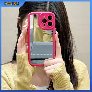 💲คูปองเคลม💲เคสไอโ case for iphone 11 12 กุหลาบแดงเรียบง่าย เคส 14 13 12 11 pro max กระจกเงา การป้องกันเต็มรูปแบบ