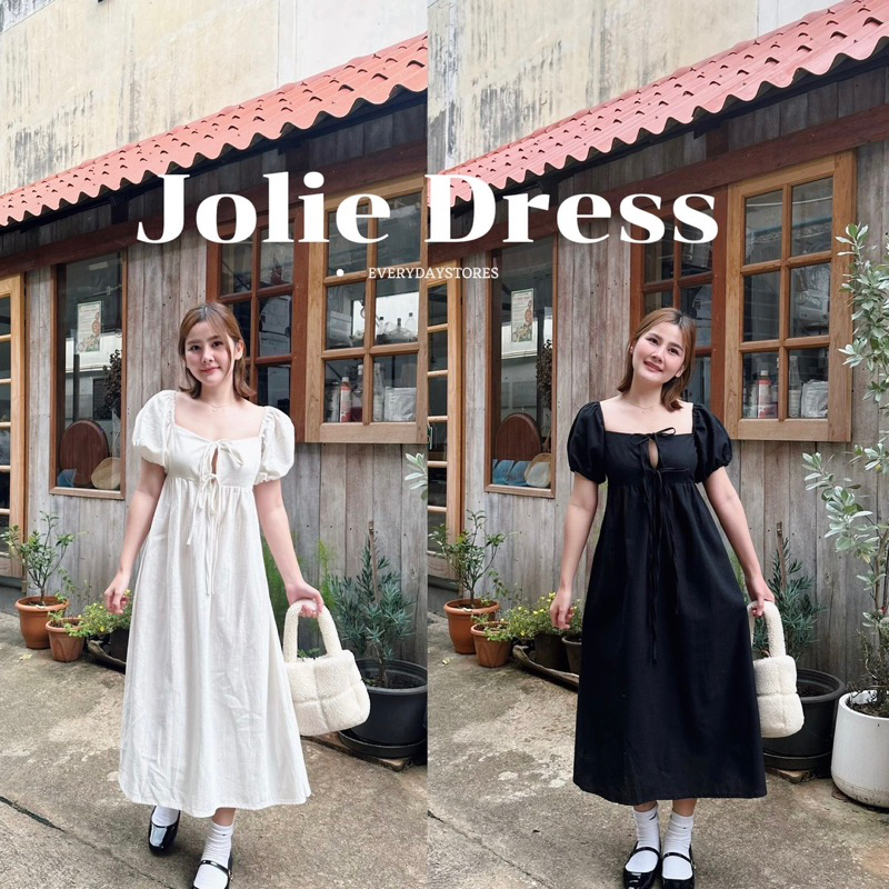 Jolie dress เดรสผ้าฝ้ายผสมลินินแขนตุ๊กตา มีความเกาหลีเกาใจ สาวๆที่ชอบแบบยาวจัดเลยค่ะ (Jolie Dress)