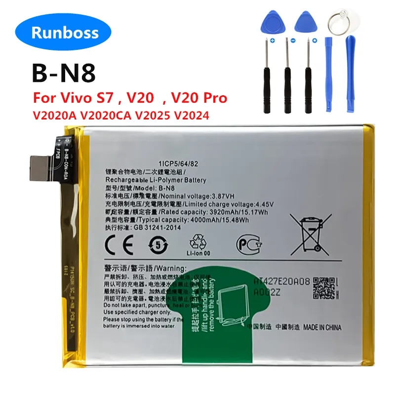 B-N8 แบตเตอรี่🔋 Vivo V20 V20Pro V2025 V2024/ b-n8/ ความจุแบตเตอรี่ 4000mAh พร้อมชุดไขควงถอดฟรี รับปร