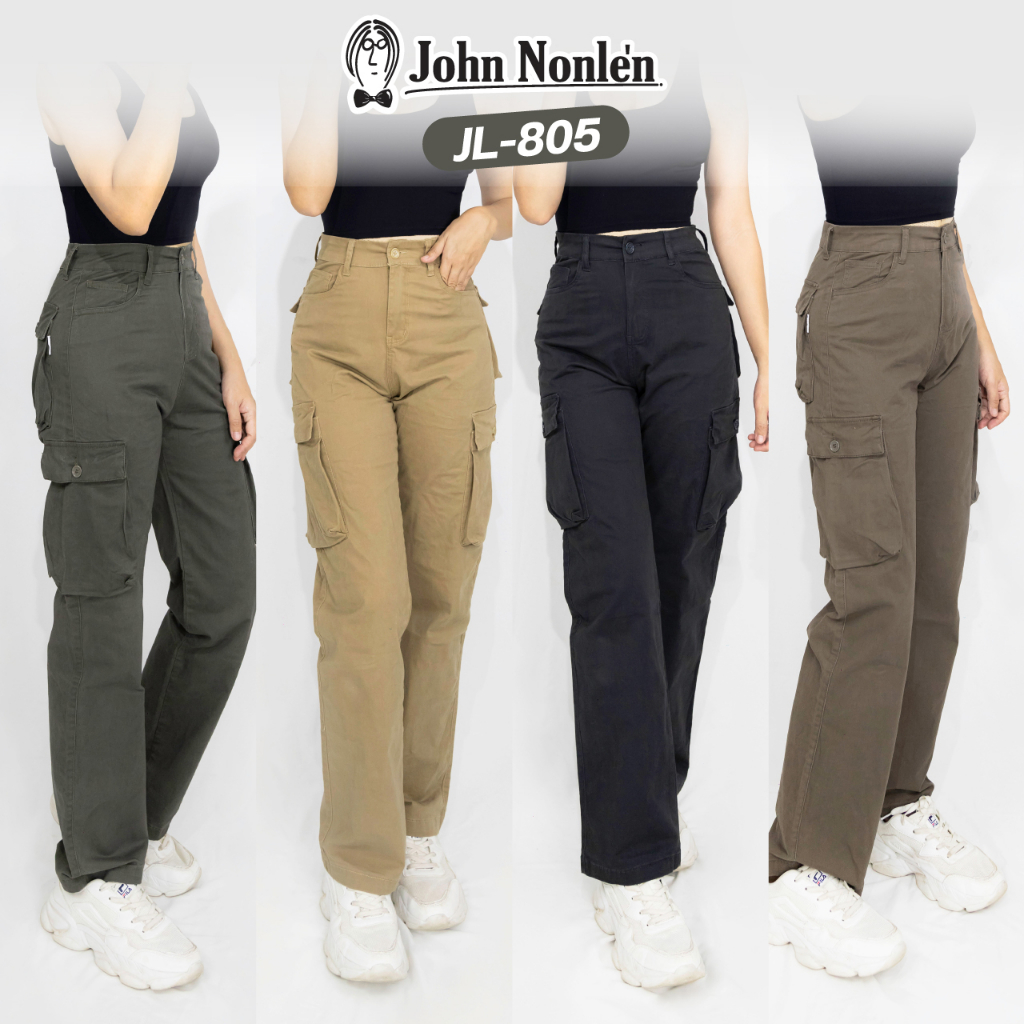 John Nonlen กางเกงคาร์โก้ผู้หญิง ผ้ายืด เกรดพรีเมี่ยม รุ่น JL-805 จอห์น นอนเล่น