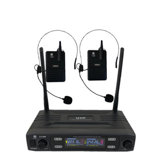 LXJ ไมค์ลอยคู่แบบคาดศรีษะ + หนีบปกเสื้อ ไมโครโฟนไร้สาย WIRELESS MICROPHONE รุ่น LX-555