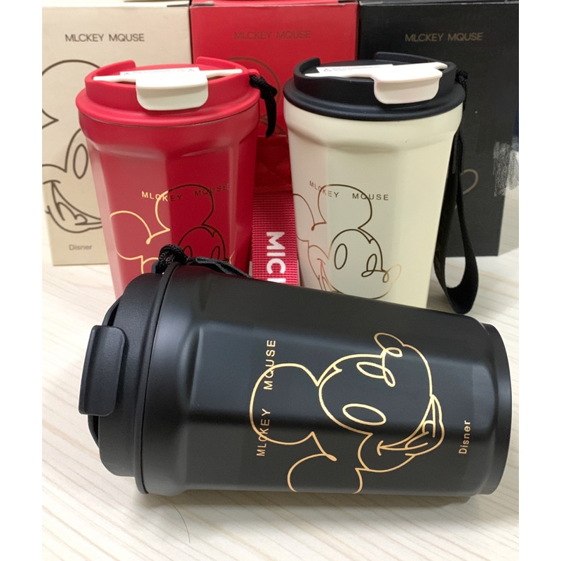 แก้วลายมิกกี้เมาส์แก้วกาแฟลายมิกกี้เมาส์ พกพาสะดวกมี3สีสแตนเลส304