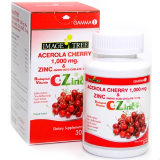 พร้อมส่ง(EXP.04/2024) Acerola cherry 1000 มก. Zinc chelate Image tree อะเซโรล่า เชอร์รี่ พลัส ซิงค์ อิมเมจ ทรี 30 เม็ด