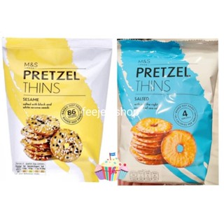 M&amp;S Pretzel Thins/salted 80g. ขนมปังกรอบรอยงา/รสเค็ม 80กรัม