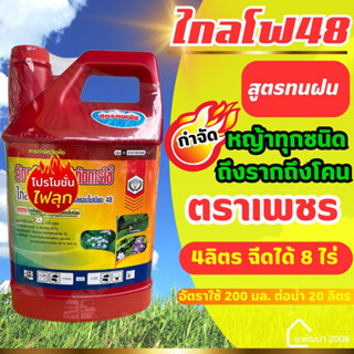 สารกำจัดหญ้าทุกชนิด ตราเพชร ☘️ชนิดดูดซึม สูตรทนฝน ขนาด 4 ลิตร ใช้ในสวน ในไร่ หัวคันนา บริเวณบ้าน ของเหลว ไม่มีอันตราย