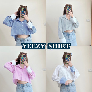 🌷 Yeezy shirt เสื้อครอปเชิ้ตคอปก แขนยาว กระเป๋าหน้า ผ้าคอตตอน