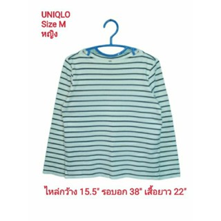 UNIQLO✌เสื้อผ้ายืดแขนยาวมือสองสำหรับผู้หญิงSize M