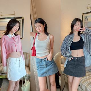 (กรอกโค้ด HELLOX9 ลด75฿) HELLOYELLOWLAND  | baby skirt jeans กระโปรงยีนส์สั้นทรงเบสิค