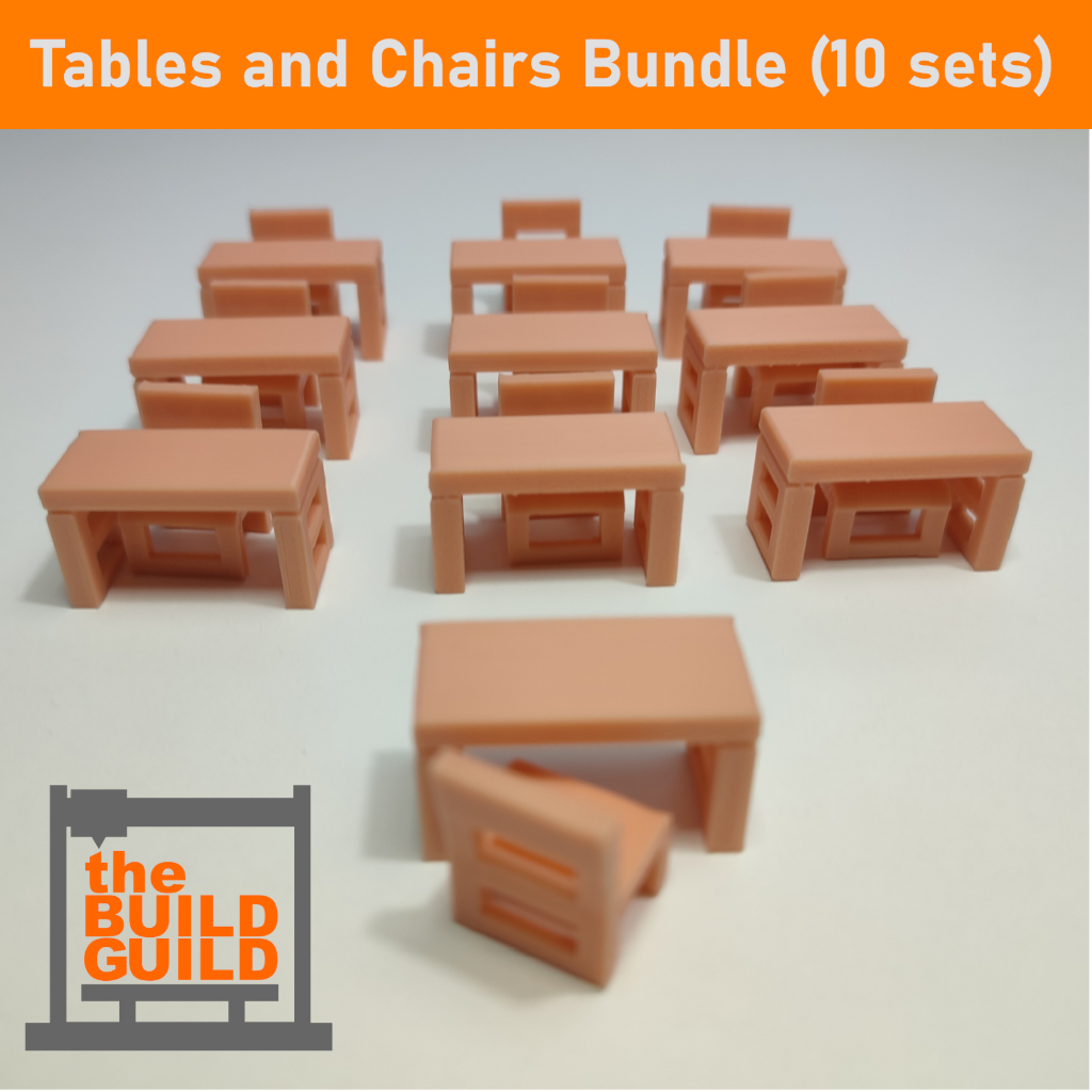 โมเดลโต๊ะเก้าอี้ทำงาน/นักเรียนจำลอง Tables and Chairs(10 SETS)/Miniature/Diorama/28mm Heroic Scale/terrain, wargaming