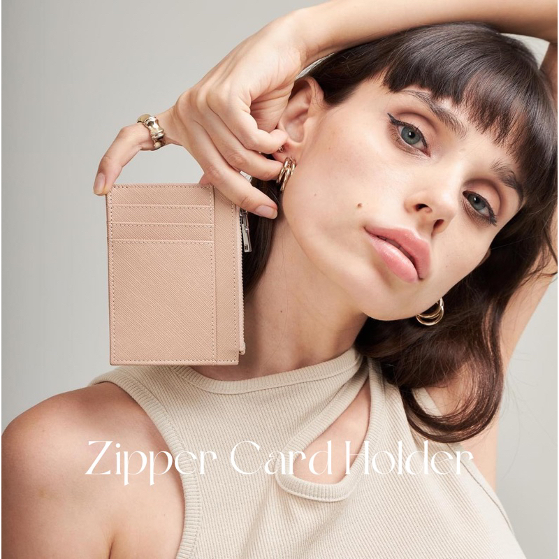 VITT Personalized Leather Zipper Card Holder