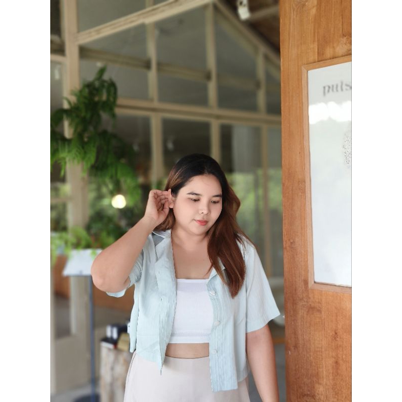 𝗝𝗮𝗶𝗸𝗼 𝗪𝗼𝗼𝗱𝘆 𝗧 𝗦𝗵𝗶𝗿𝘁 เสื้อเชิ้ต ครอป สาวอวบ อก 38-46 - รูปที่ 7