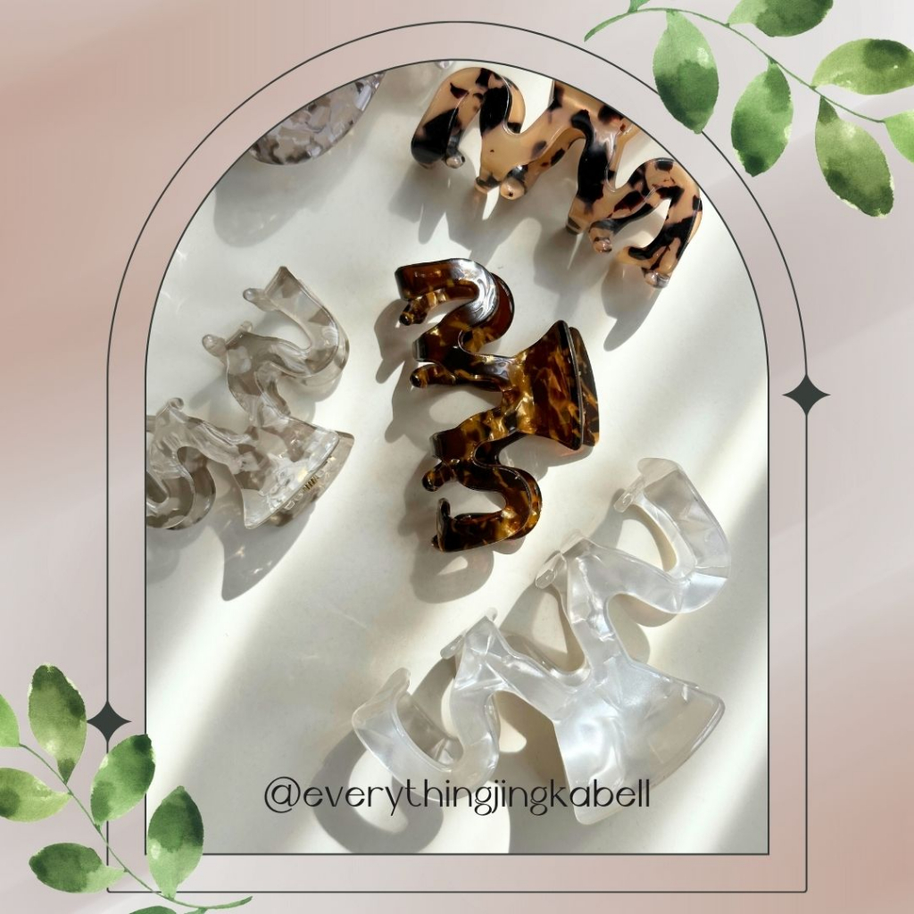 พร้อมส่ง กิ๊บหนีบผมหินอ่อนลอนโค้ง 6.5 - 8.5 cm