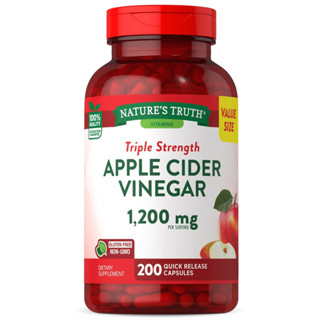 Natures Truth Apple Cider Vinegar 1,200 mg. | Triple Strength (200เม็ด) แอปเปิ้ลไซเดอร์