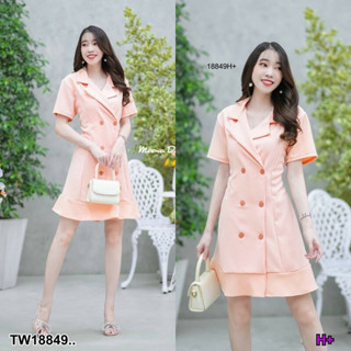 MM18849 เดรสปกสูทแขนสั้น ต่อระบายชาย Dress, cover, suit, short sleeve, male fringe..