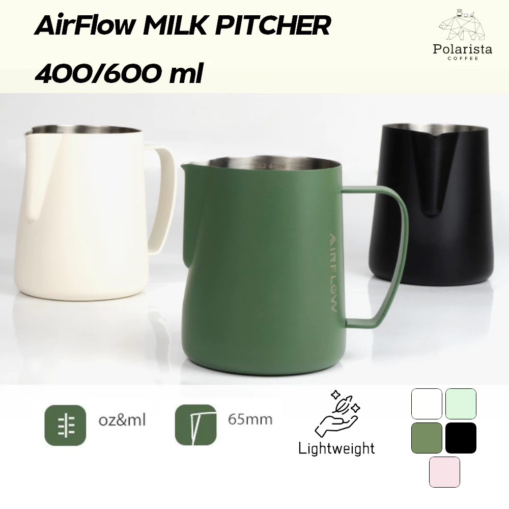 AIRFLOW Milk Pitcher 400 600 ml เหยือกเทฟองนม เหยือกตีฟองนม เป่าฟองนม เทลาเต้อาร์ท เหยือกลาเต้อาร์ท