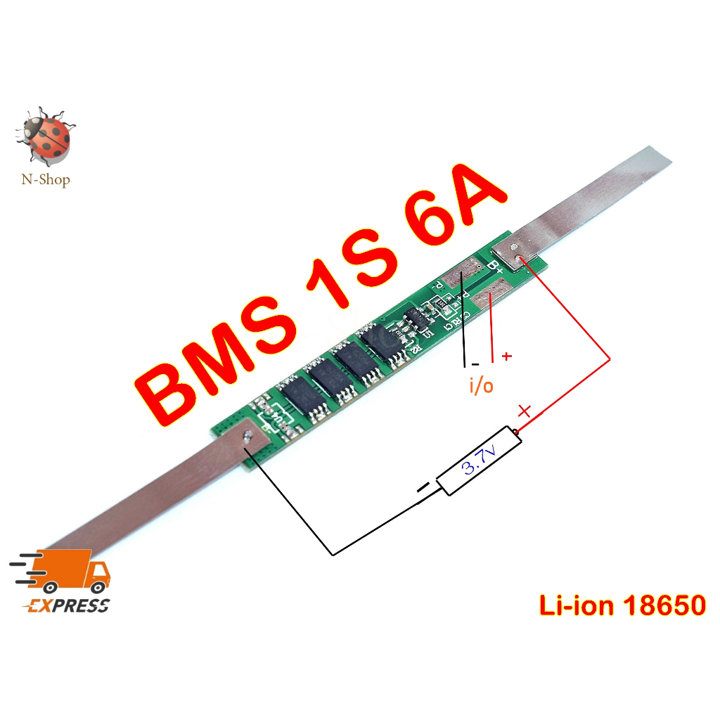 BMS 1S 3.7V 4.2V Li-ion วงจรป้องกันแบตเตอรี่ bms ชาร์จแบตเตอรี่ลิเธียม  Battery 18650