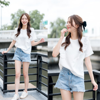 เสื้อแต่งระบาย แขนสั้น ใส่ได้ตั้งแต่อก 32-38" : ✧ Lalenco Bran