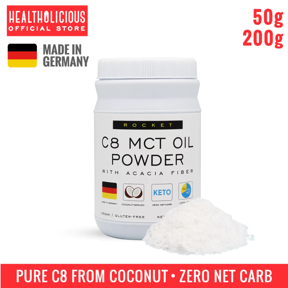ROCKET C8 MCT OIL POWDER | ซี 8 เอ็มซีที ออยล์ พาวเดอร์ | จากมะพร้าว | by HEALTHOLICIOUS