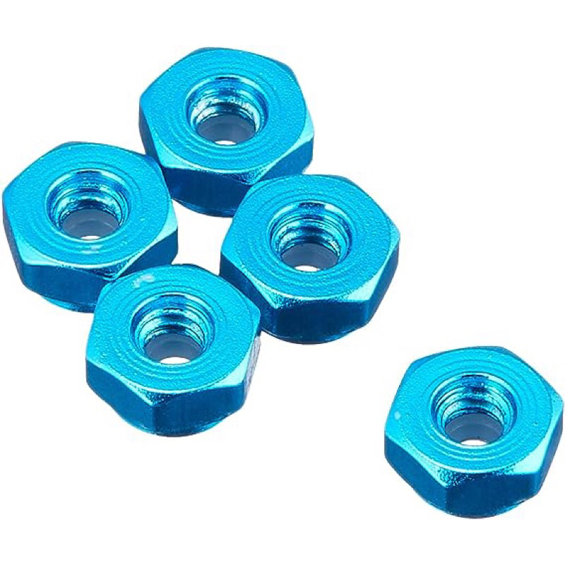 ล็อคนัท 2mm (สีฟ้า) <Tamiya 15500 – 2mm Aluminum Lock Nut (Blue, 5pcs.)>