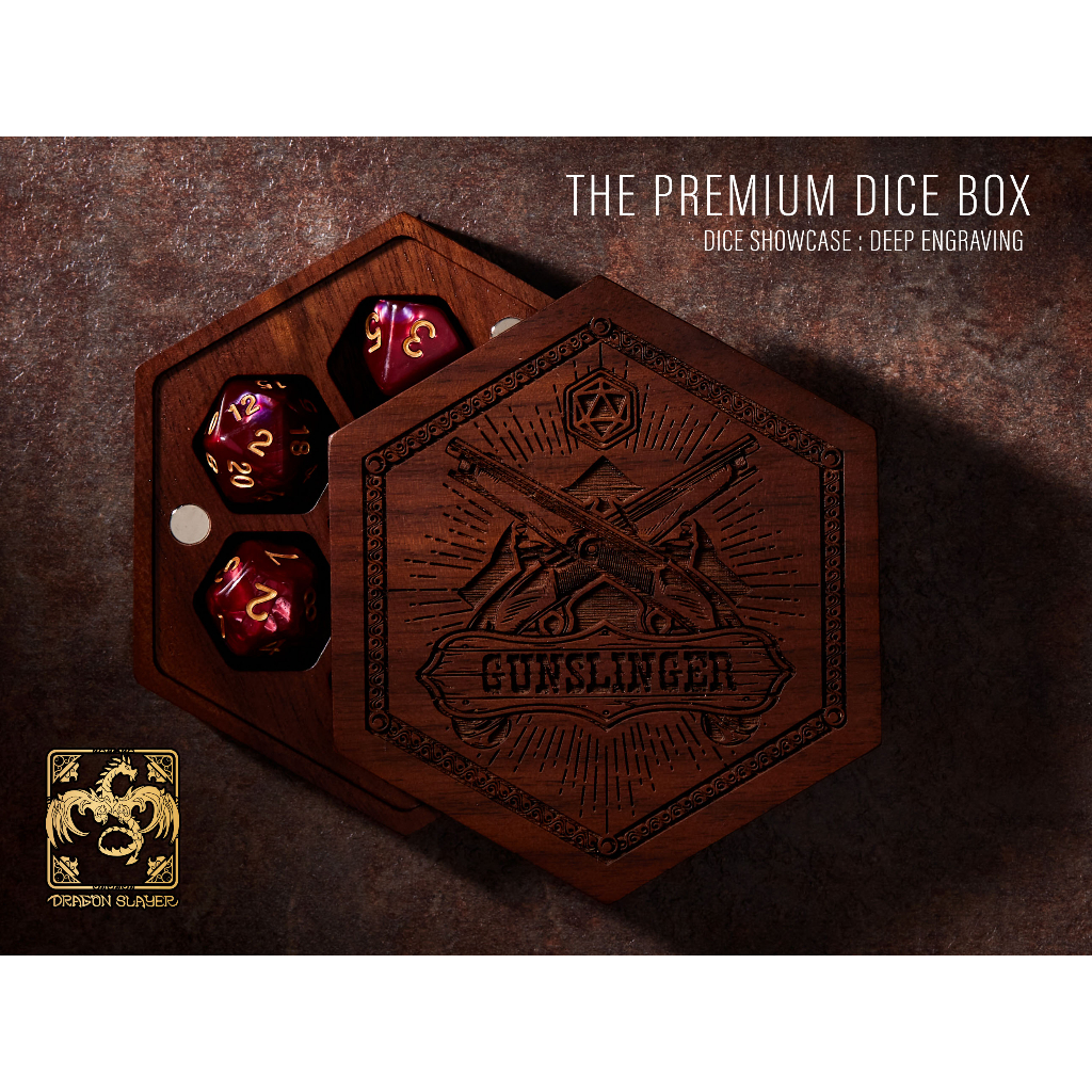 The Gunslinger Dice Box | Premium DnD Dice Box | D&D Dice Box | Dice Vault | Dice Storage Tray for M