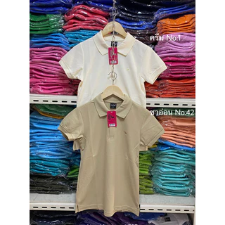เสื้อโปโลGEEKOตรากวาง โทนสีครีม-น้ำตาล ผู้ชาย,ผู้หญิง เนื้อผ้าดีใส่สบาย ของแท้100%