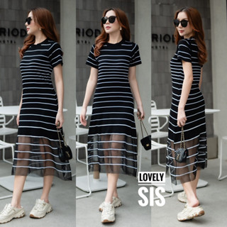 🌈🌿🌸🌼🌺🤎🧡🇰🇷 Knit Stripe Maxi Dress Seethrough